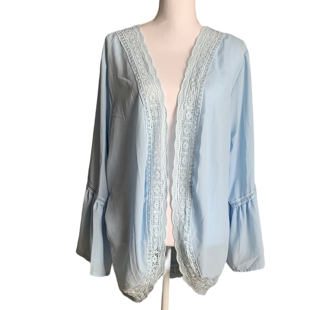 Women’s Light Blue Open Front Cardigan Top Size 2XL